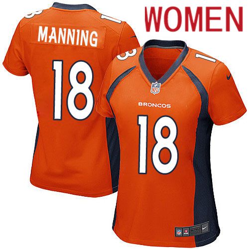 Women Denver Broncos #18 Peyton Manning Nike Orange Game Player NFL Jersey->women nfl jersey->Women Jersey